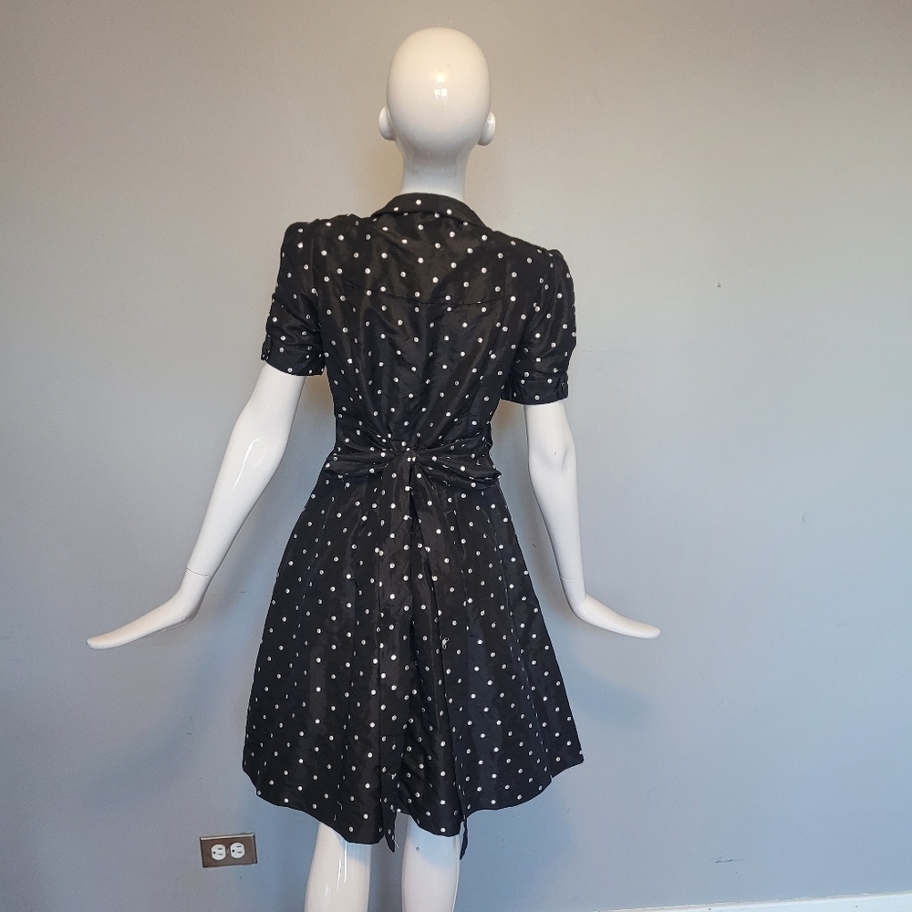 Modcloth Yumi Embroidered Polka Dot Wrap Dress, VGUC, Size L - Picture 5 of 9